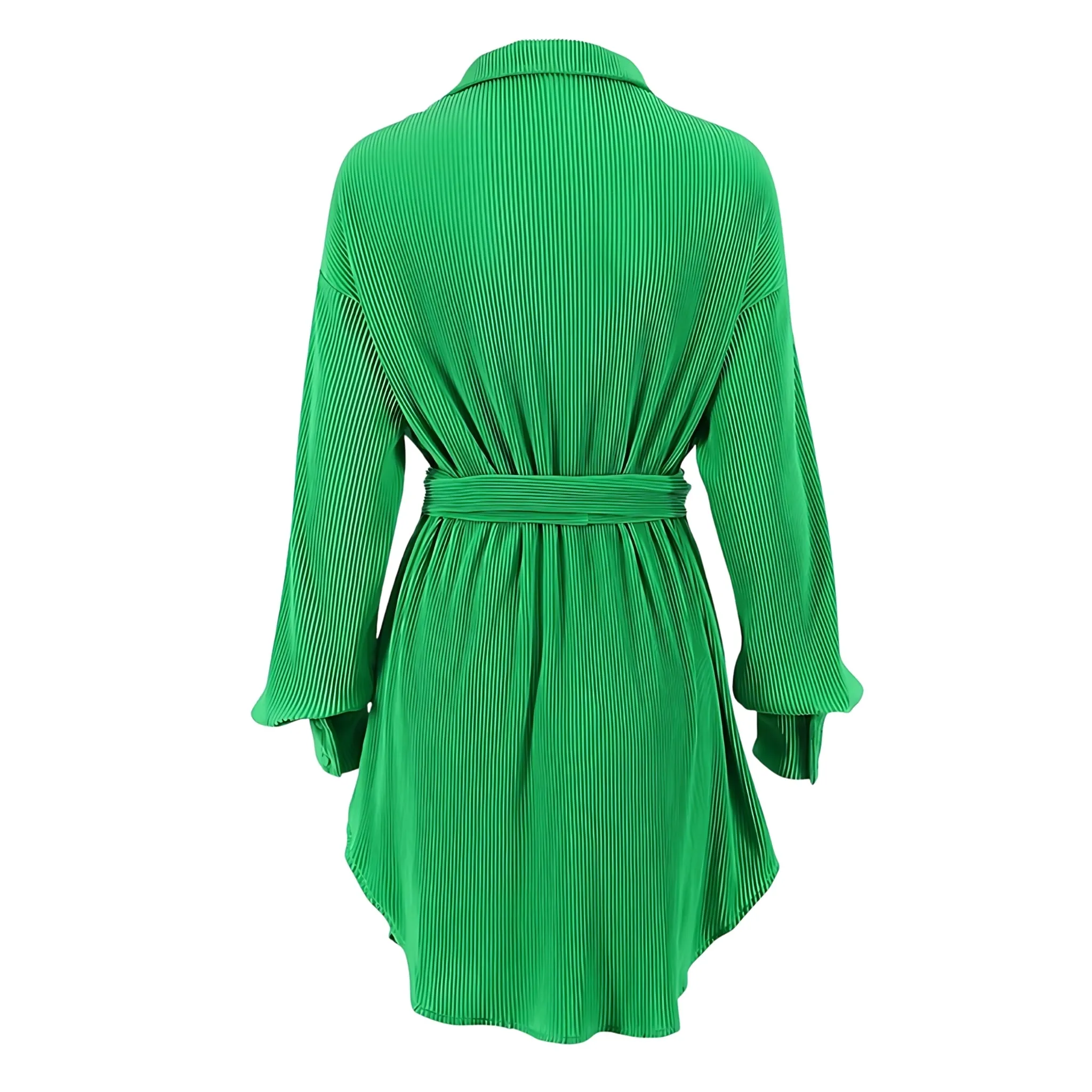 Mini Long Sleeve Pleated Shirt Dress