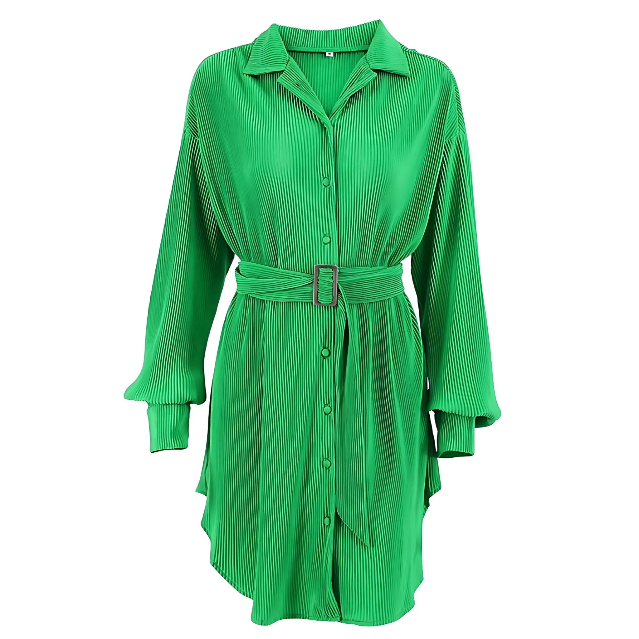 Mini Long Sleeve Pleated Shirt Dress