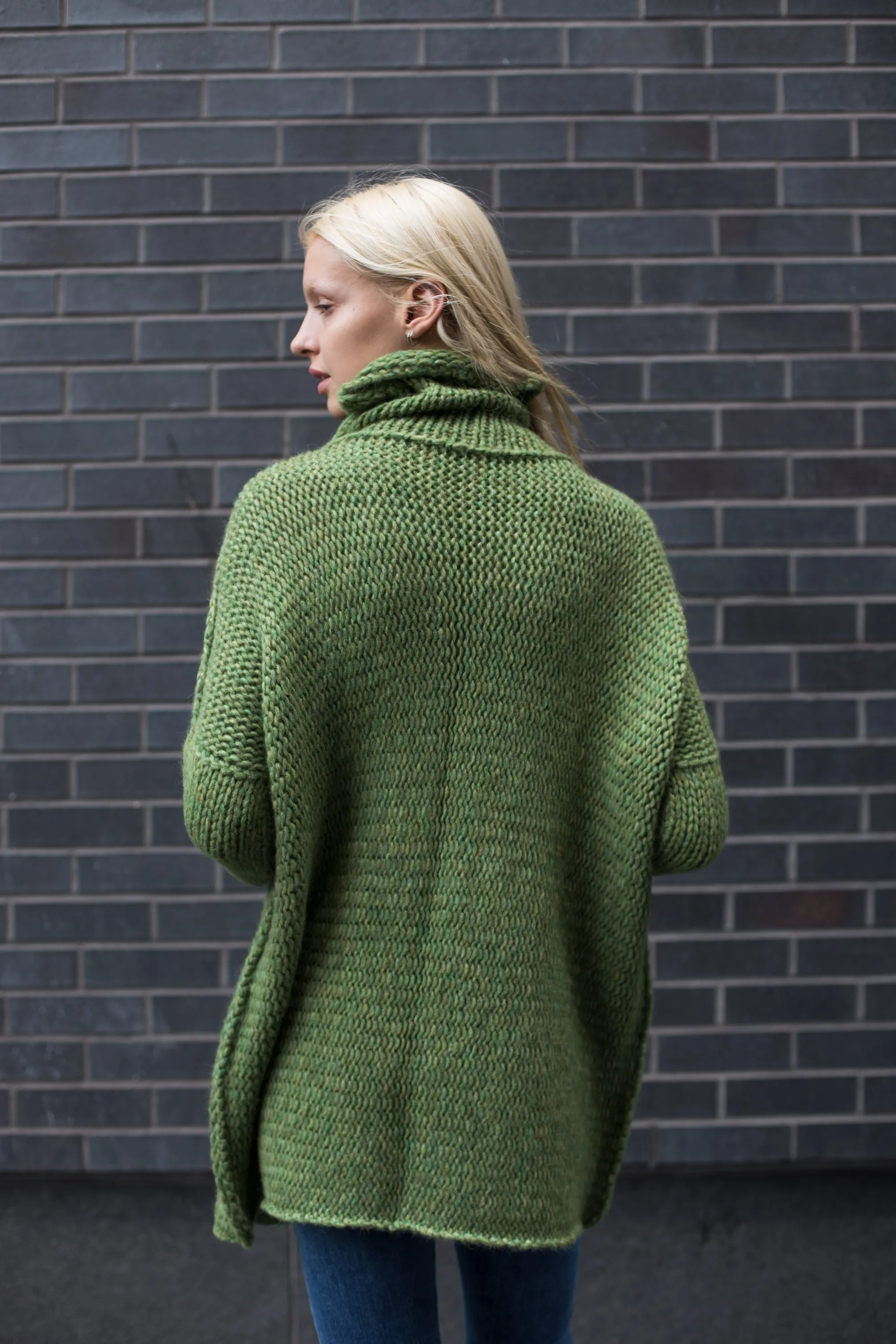 Moss green oversized  alpaca  sweater.