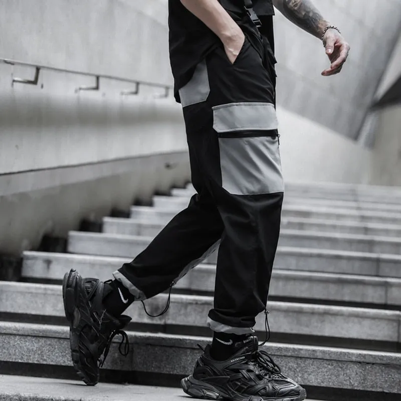 Multi Pocket Monochrome Hip Hop Style Men Cargo Pants