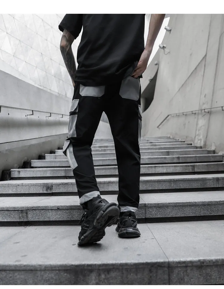 Multi Pocket Monochrome Hip Hop Style Men Cargo Pants