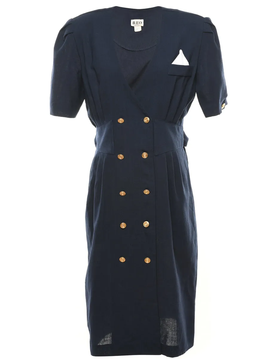 Navy Coat Dress - L