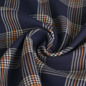 Navy Double Weave Plaid Fabric 5067