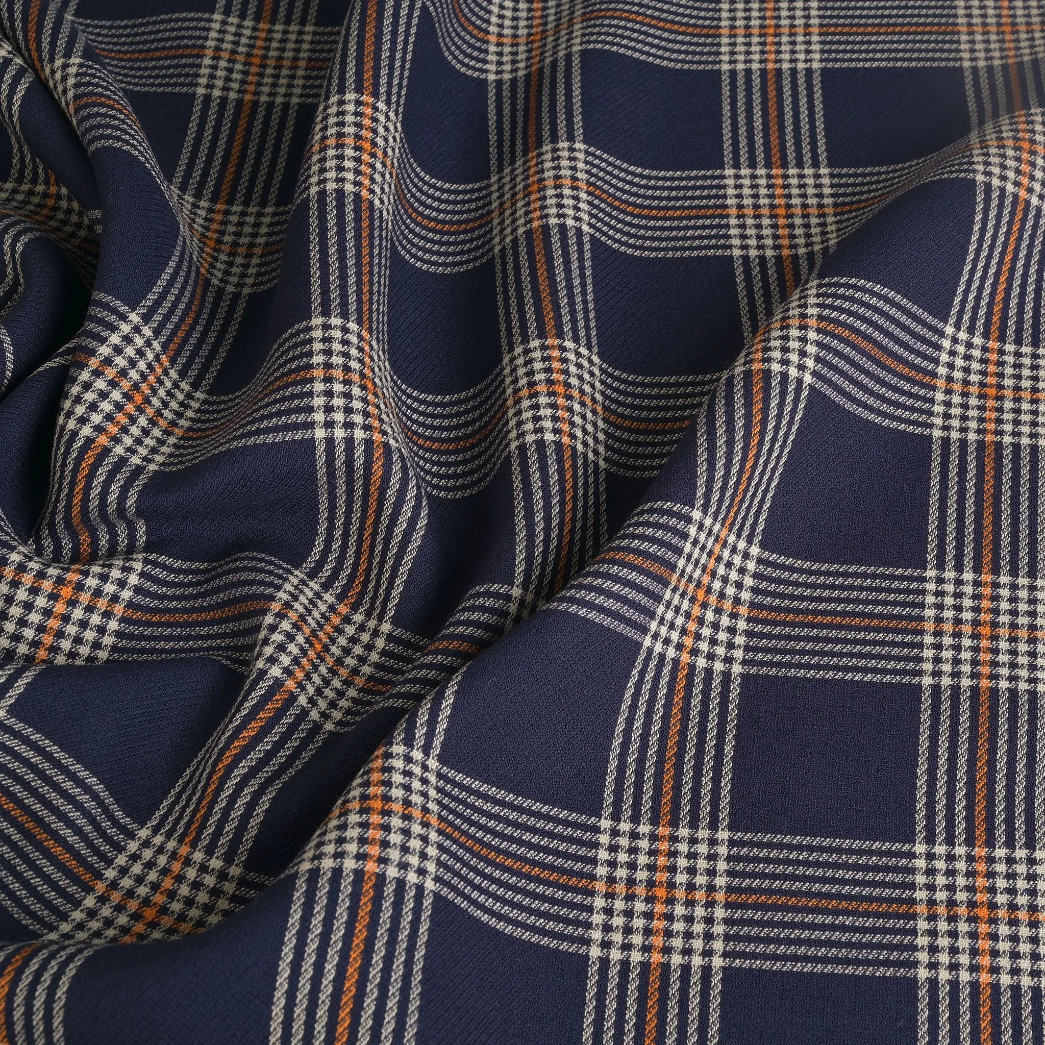 Navy Double Weave Plaid Fabric 5067