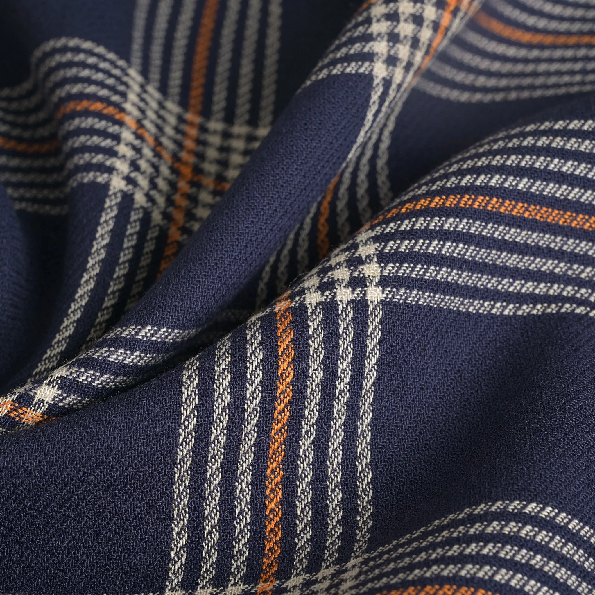 Navy Double Weave Plaid Fabric 5067