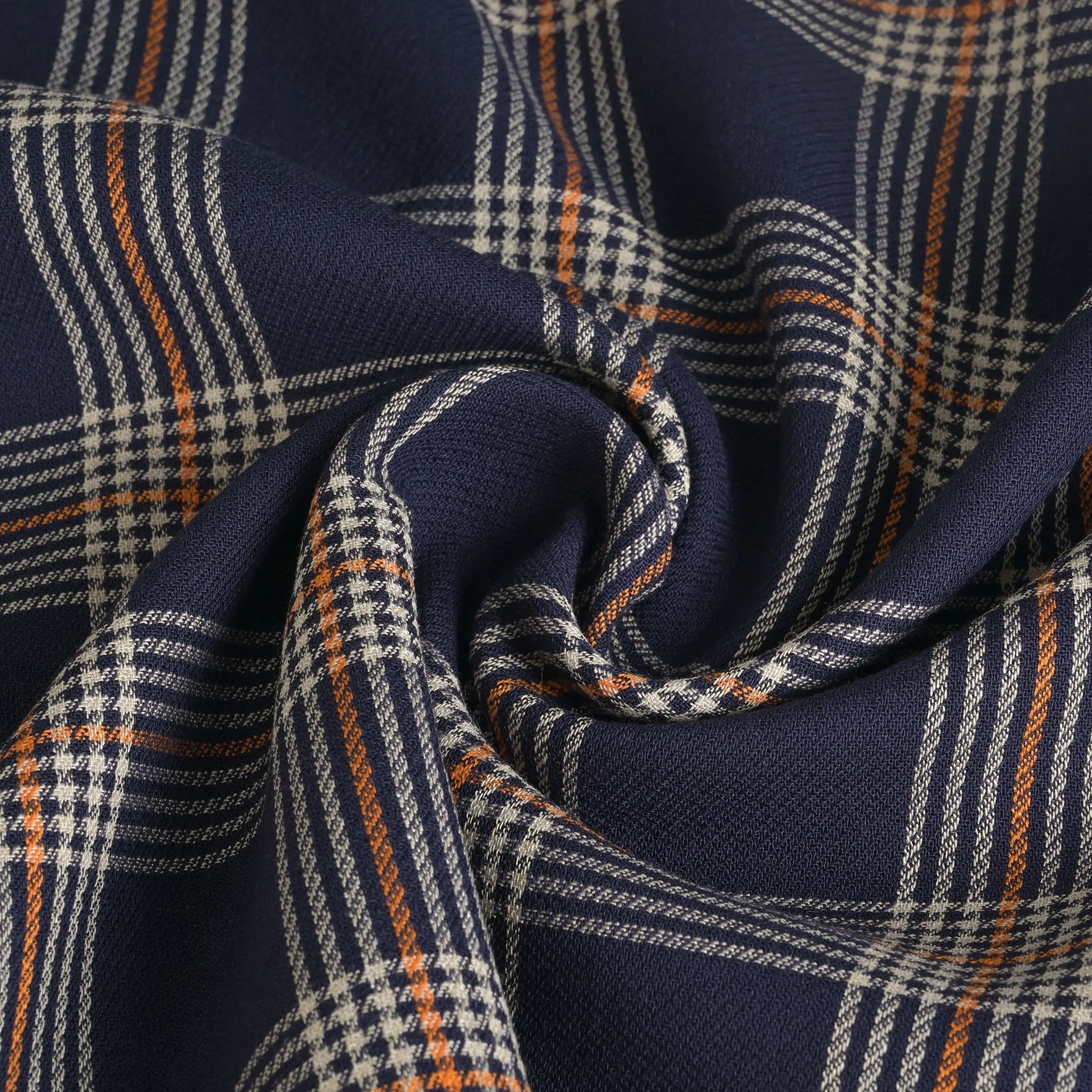 Navy Double Weave Plaid Fabric 5067