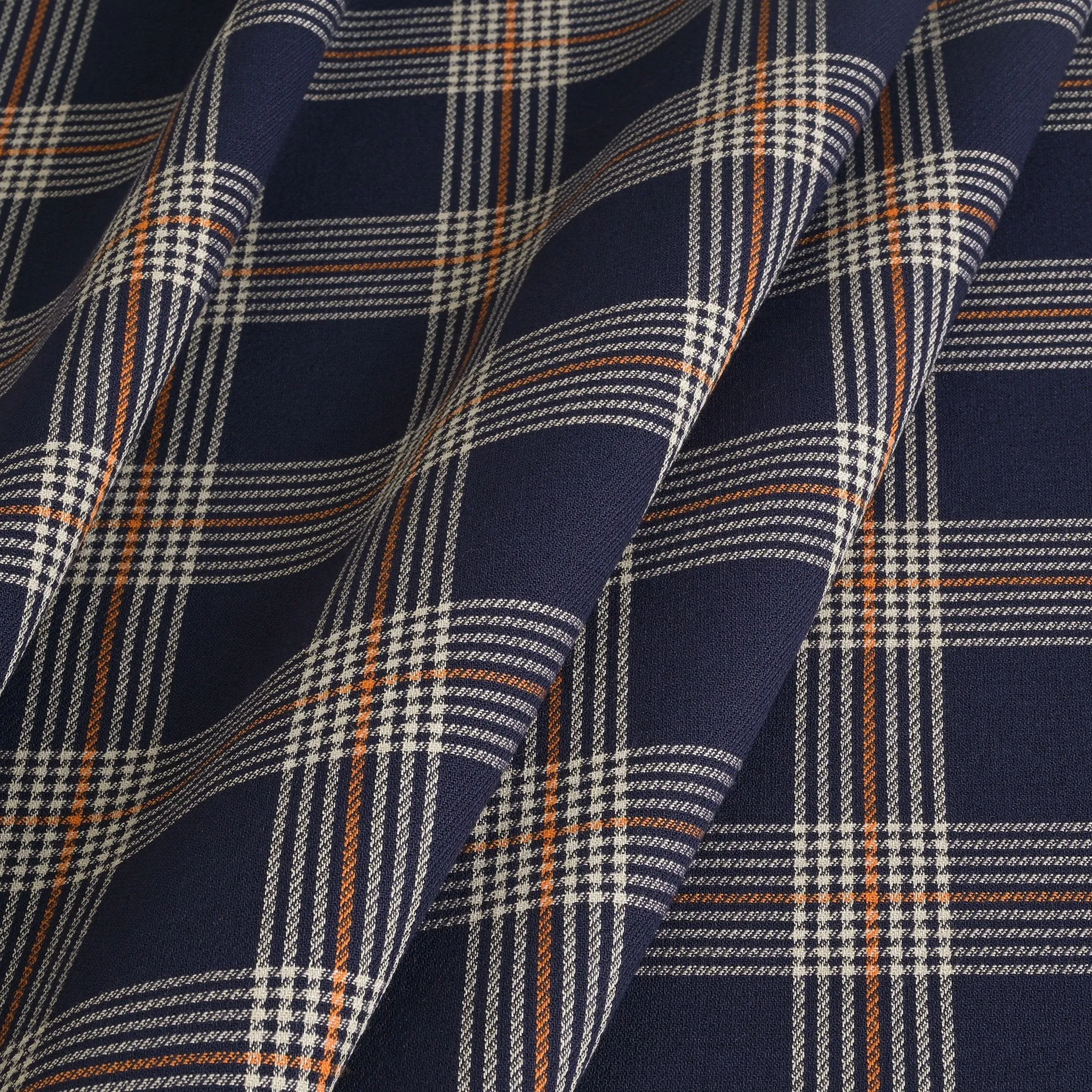 Navy Double Weave Plaid Fabric 5067