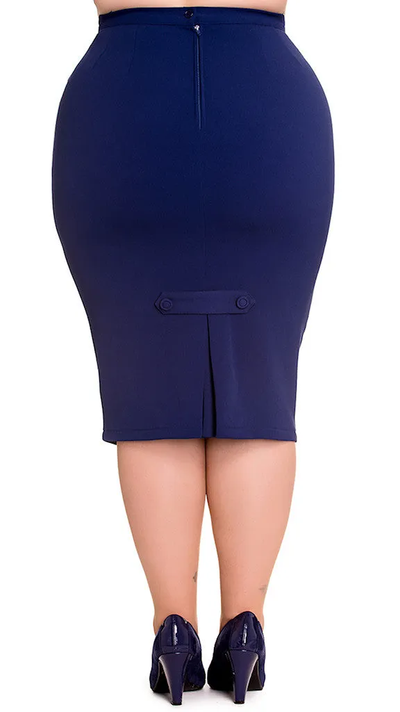 Navy Joni Pencil Skirt