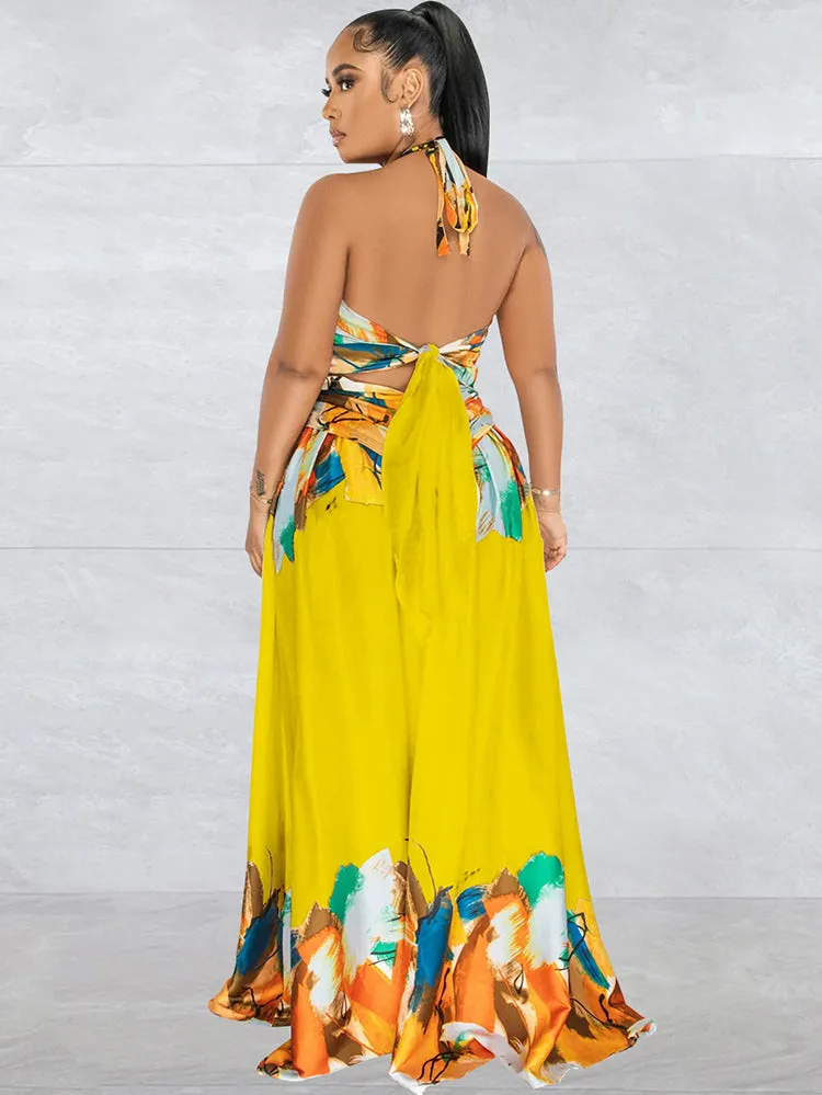 Off Shoulder Printed Patchwork Maxi Dresses