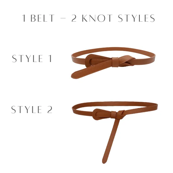 OLIVIA - Women's Tan Genuine Leather Knot Waist Belt