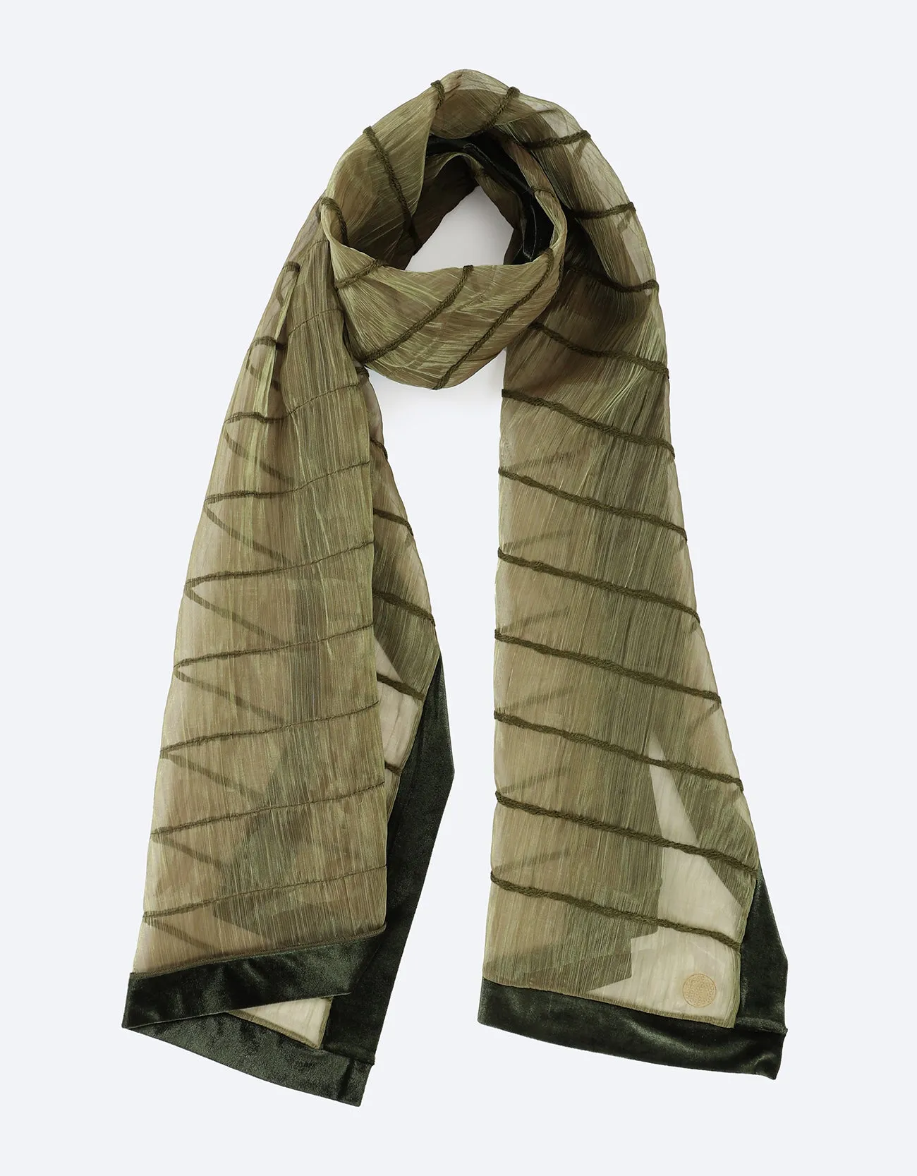 Organza scarf with velvet trims