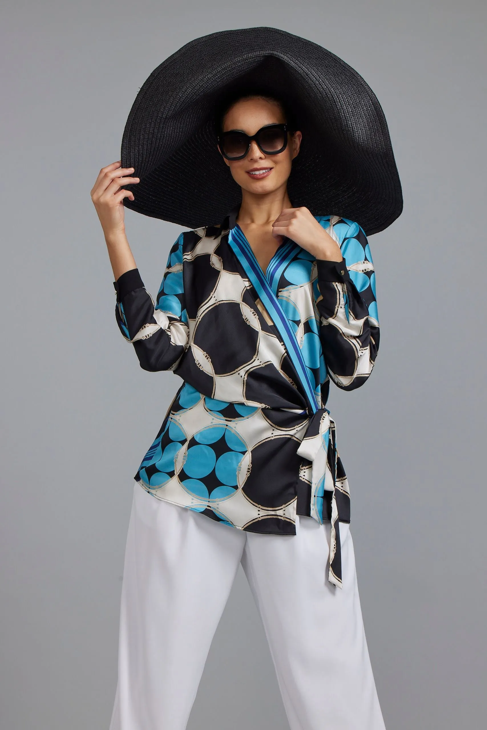 Paula Ryan Foulard Print Wrap Shirt