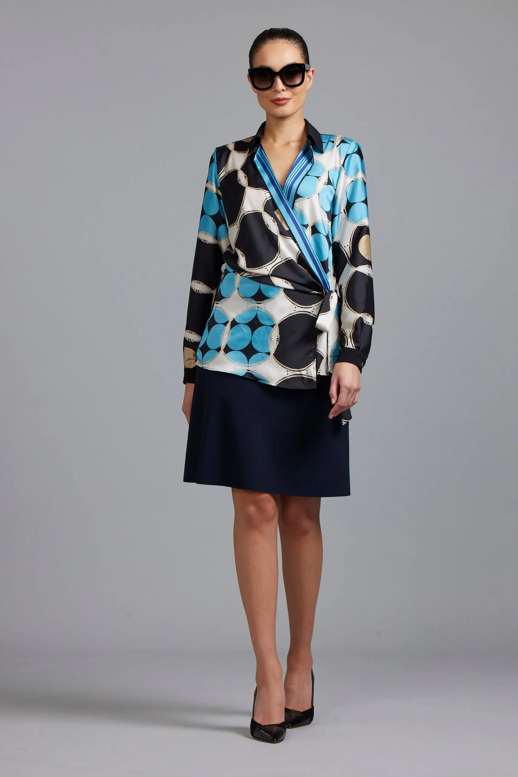 Paula Ryan Foulard Print Wrap Shirt