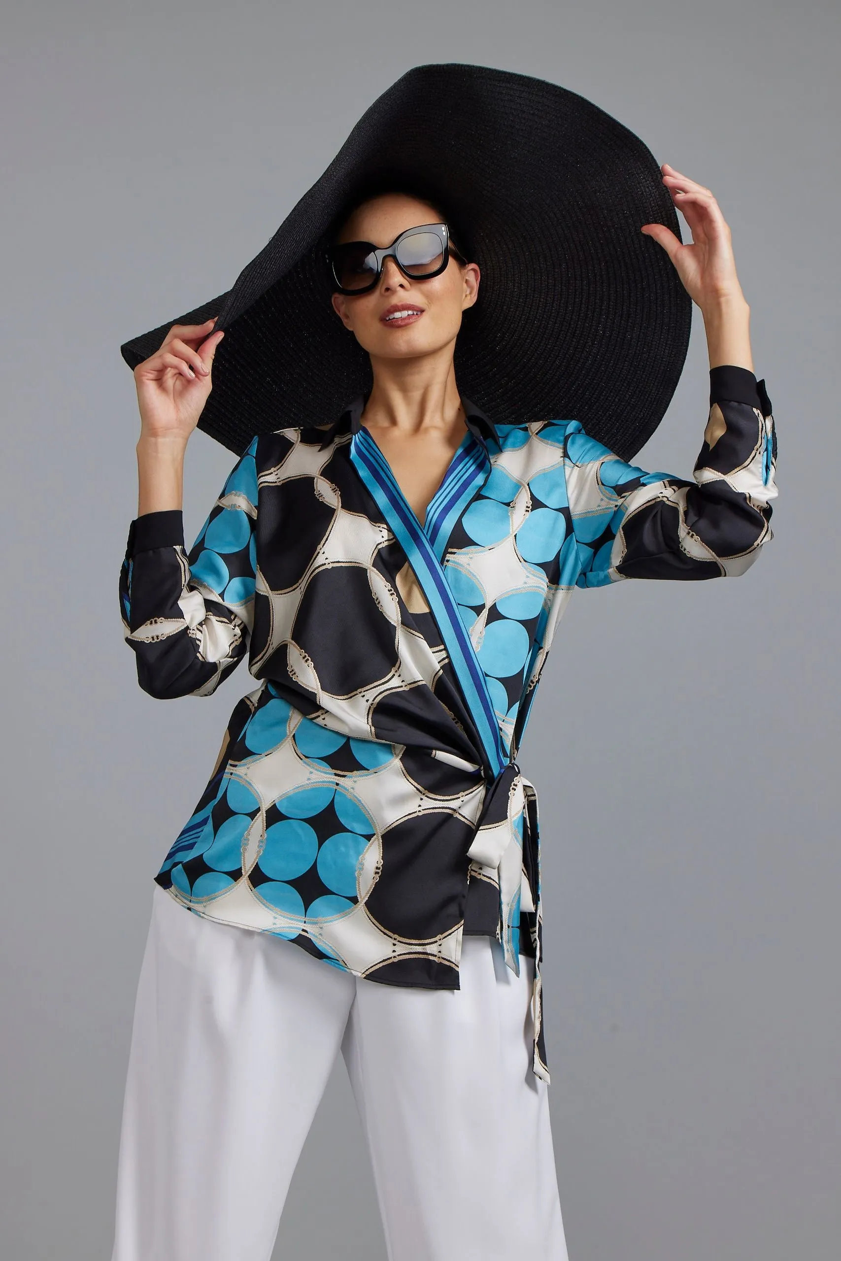 Paula Ryan Foulard Print Wrap Shirt