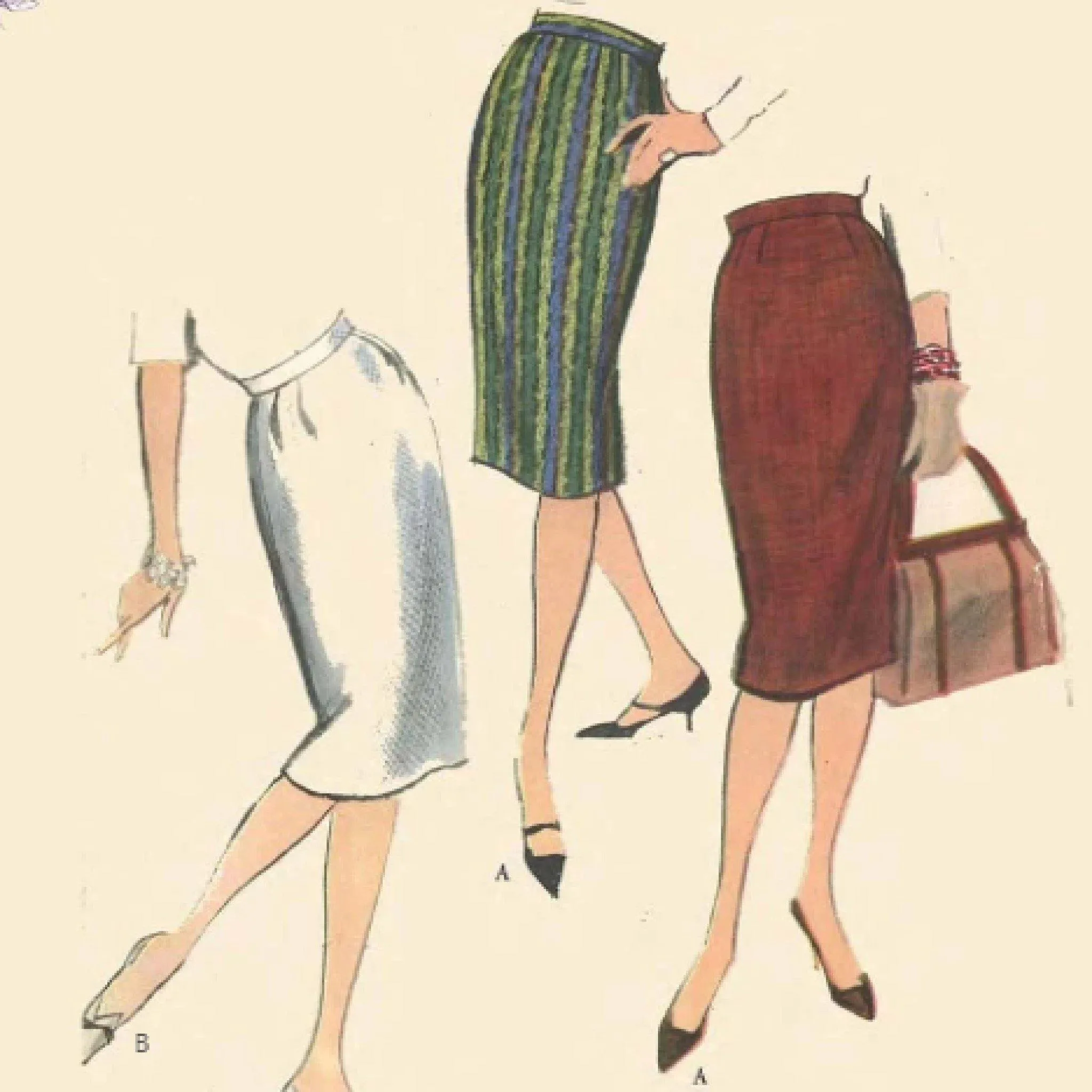 PDF - 1950's Sewing Pattern Easy To Sew Pencil Skirt  -  Waist 30" (76cm) - Instantly Print at Home