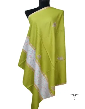 Pear Green and sky blue Embroidery Pashmina Shawl 7151