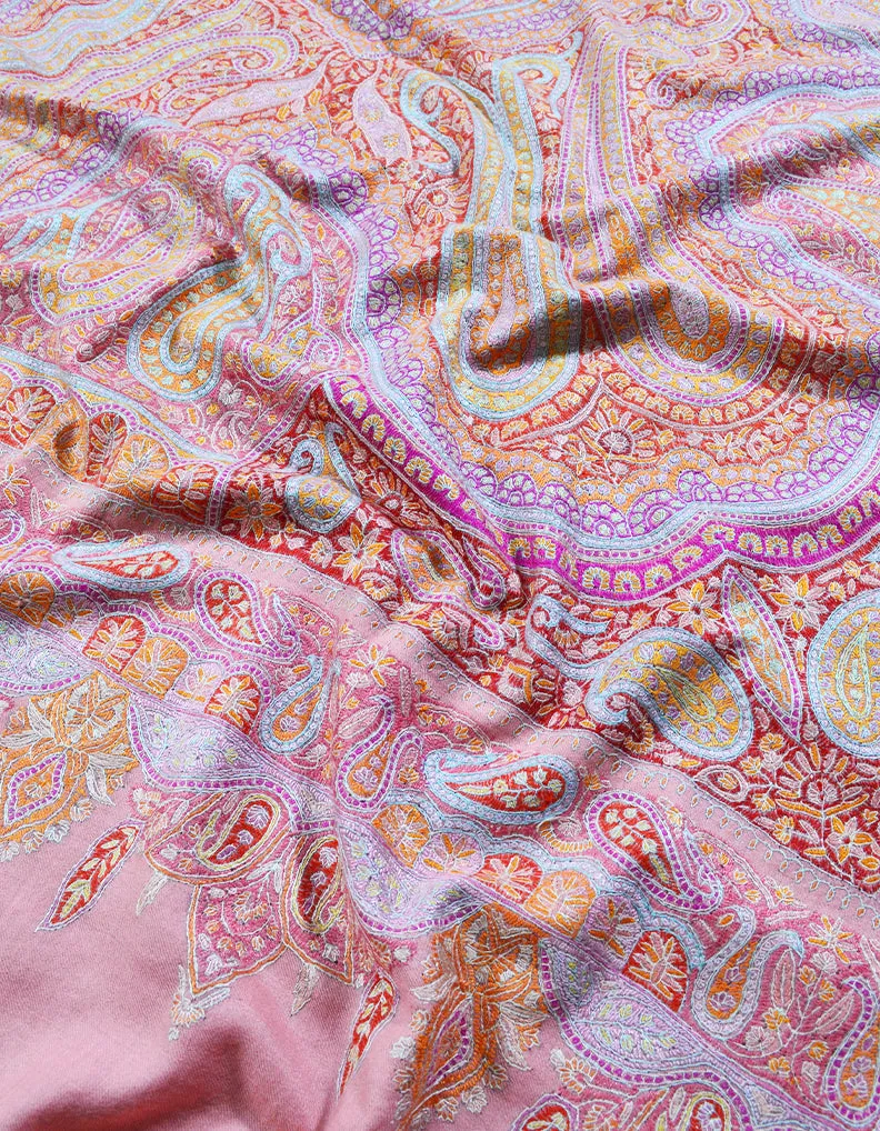 pink jamma embroidery pashmina shawl 8288