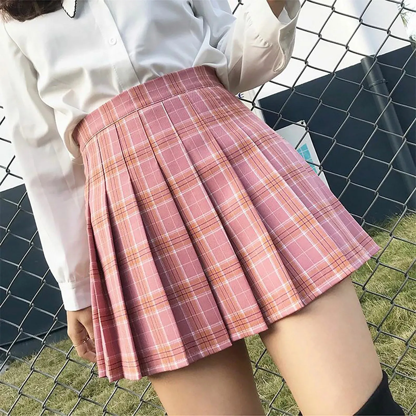 Plaid Women Pleated Skirt Summer High Waist Preppy Mini Skirt