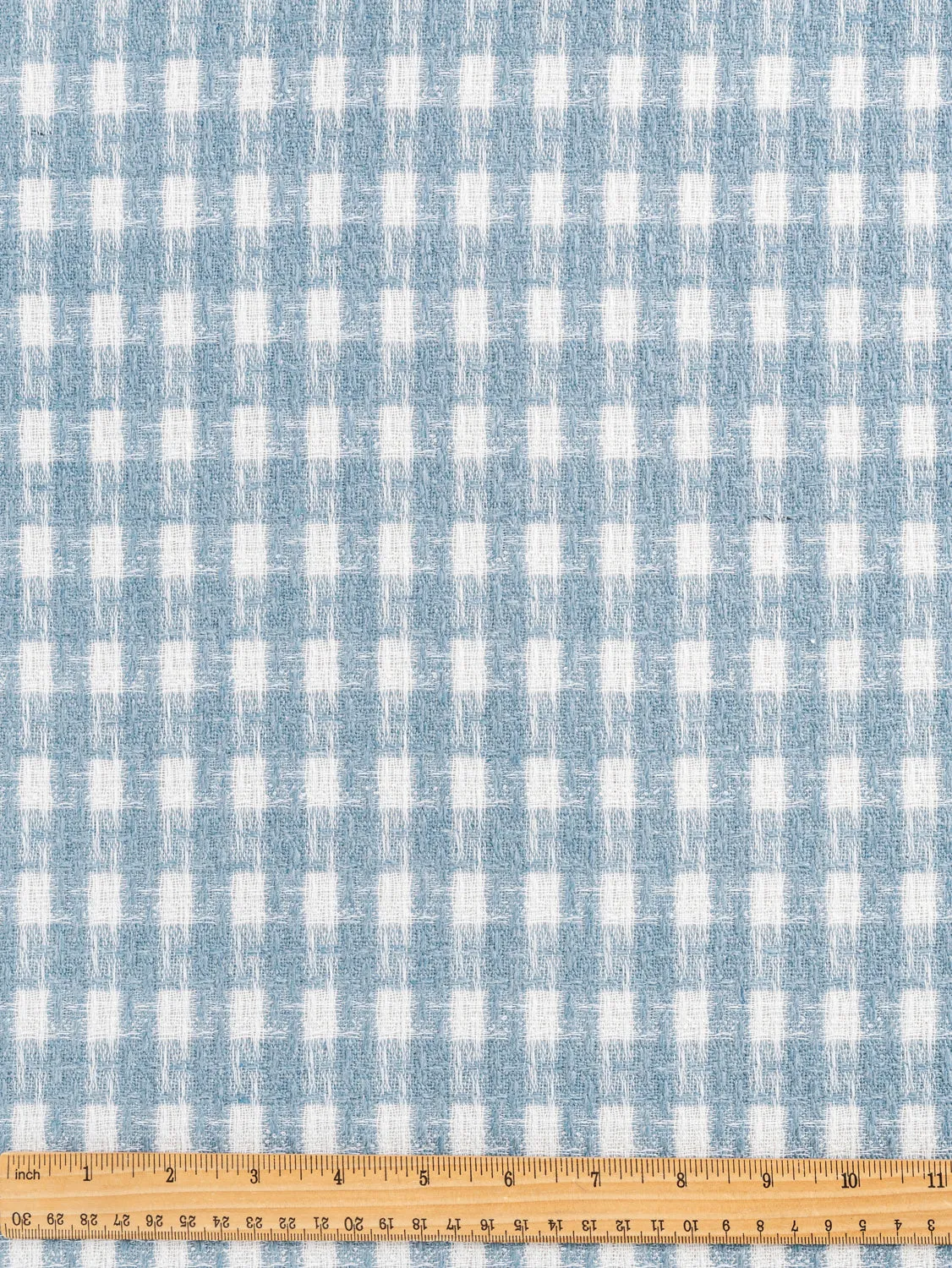 Plaid Wool Coating Deadstock - Light Blue   White - Swatch