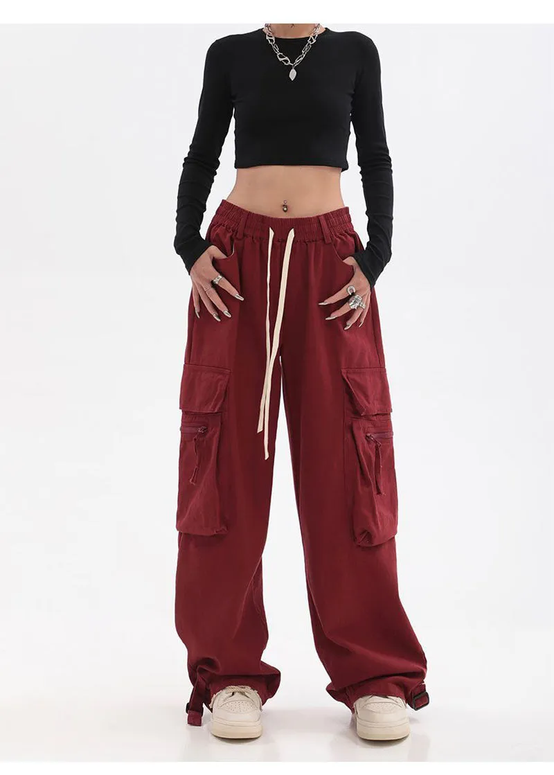 Priscilla American Retro Red Hip Hop Cargo Pants