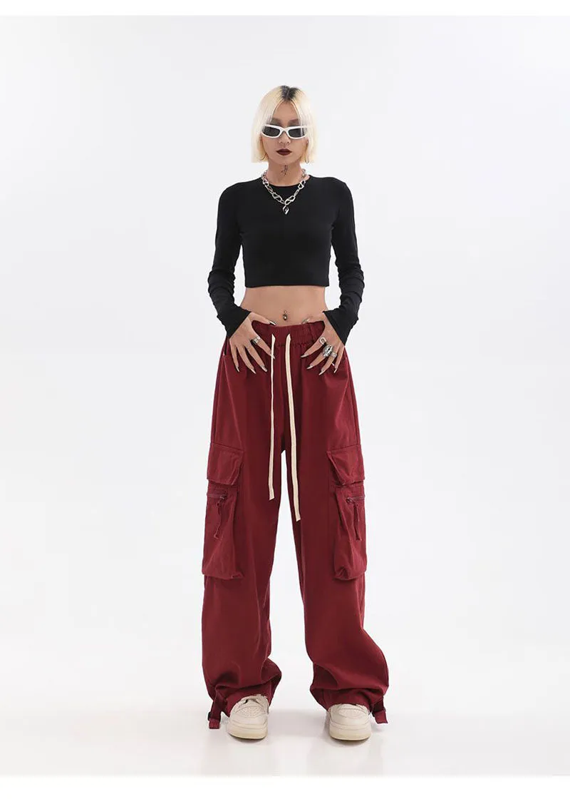 Priscilla American Retro Red Hip Hop Cargo Pants