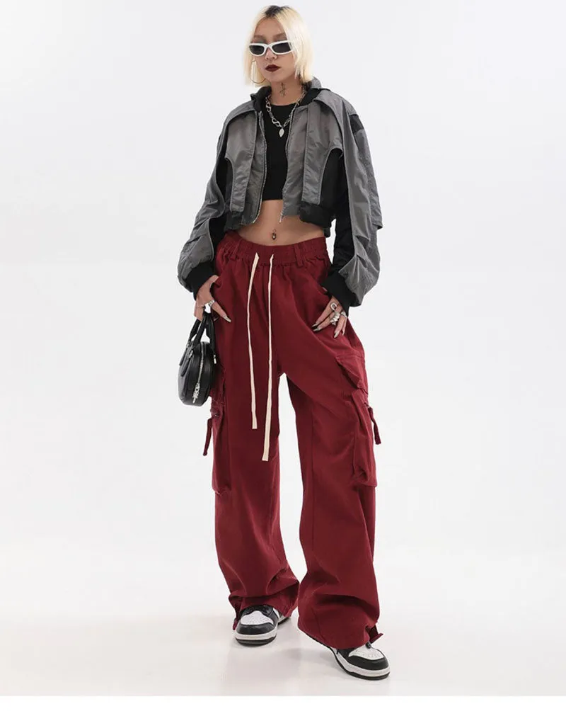 Priscilla American Retro Red Hip Hop Cargo Pants