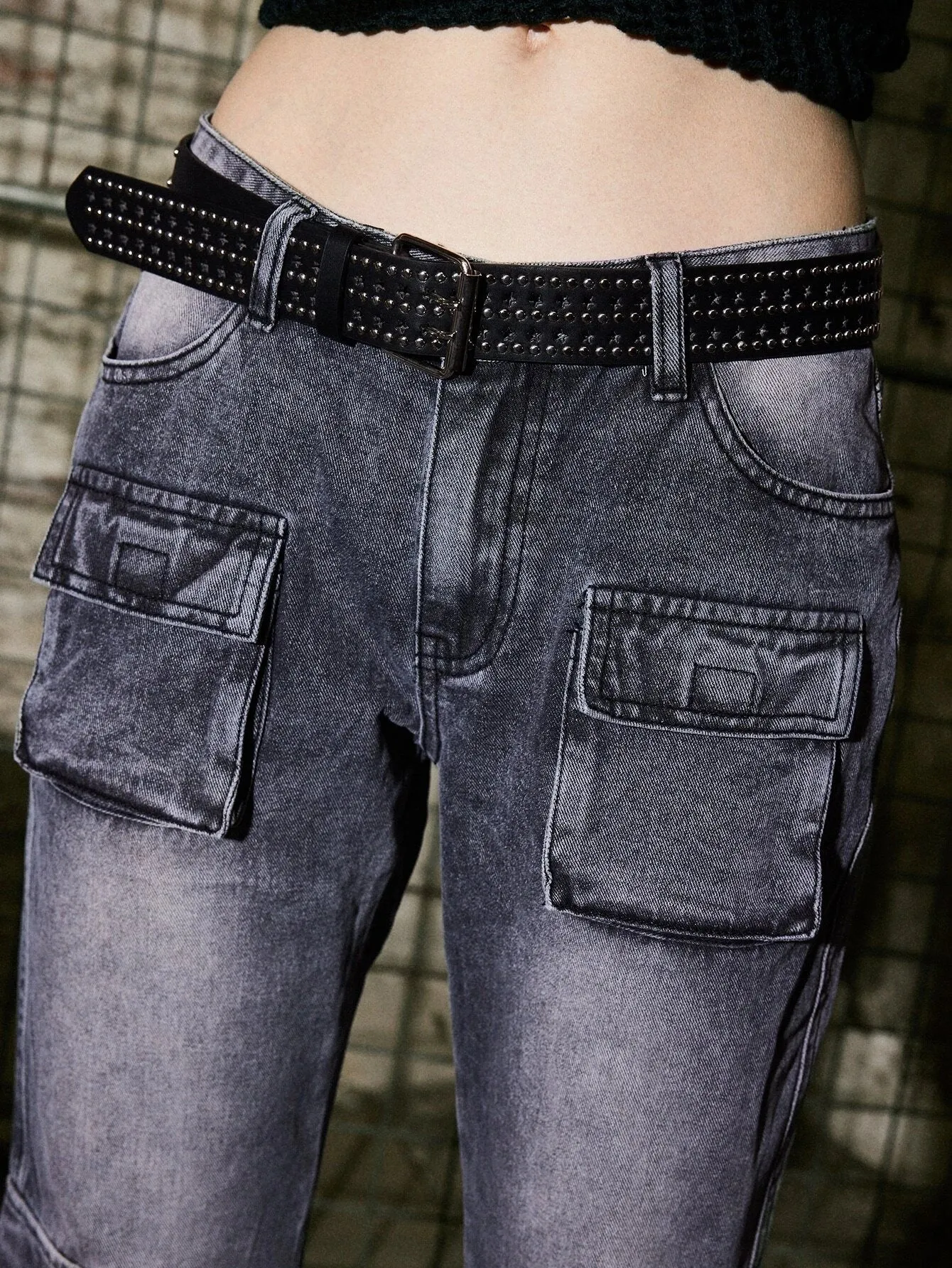 Punk Flap Pocket Shade Cargo Jeans