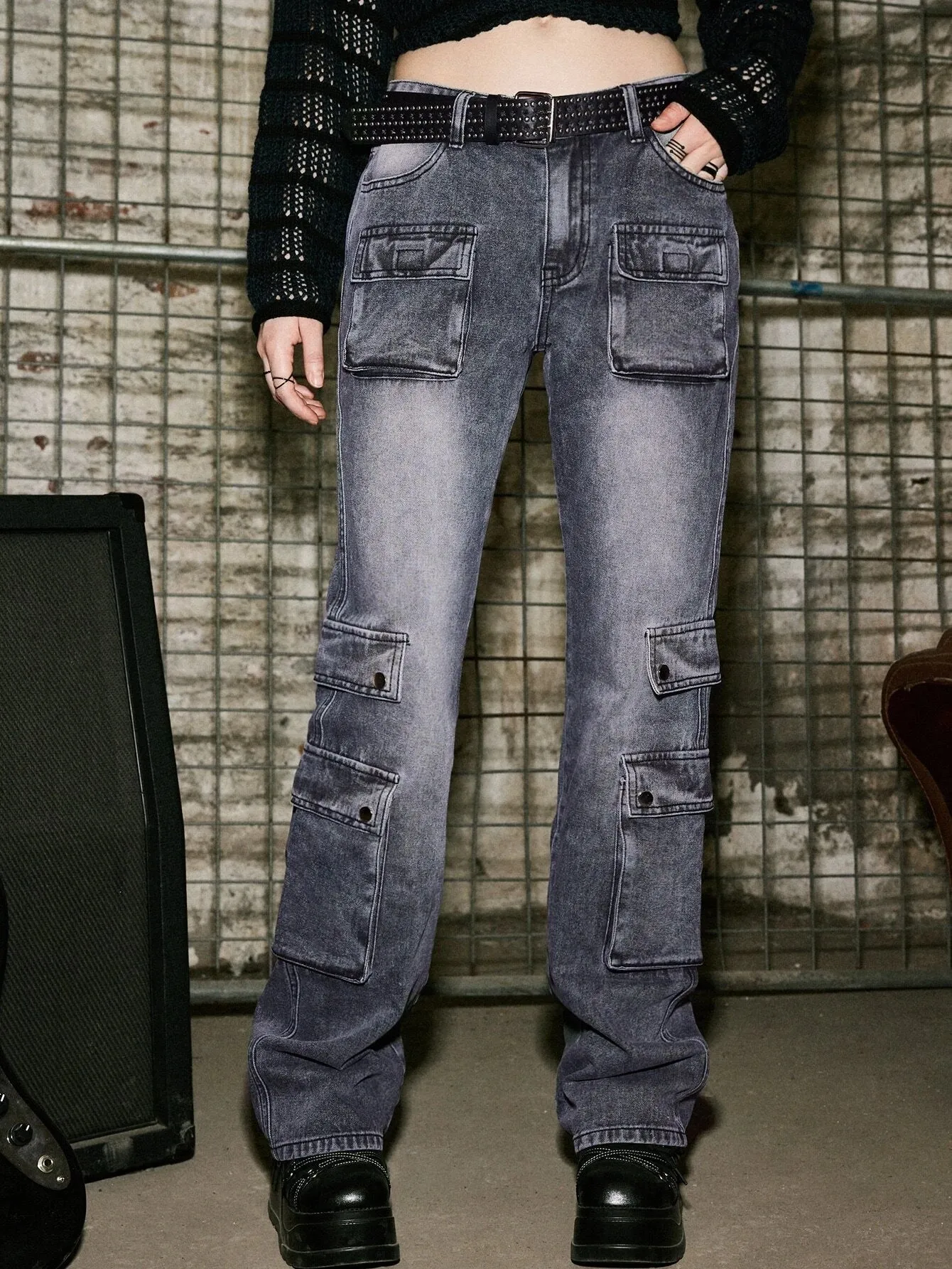 Punk Flap Pocket Shade Cargo Jeans