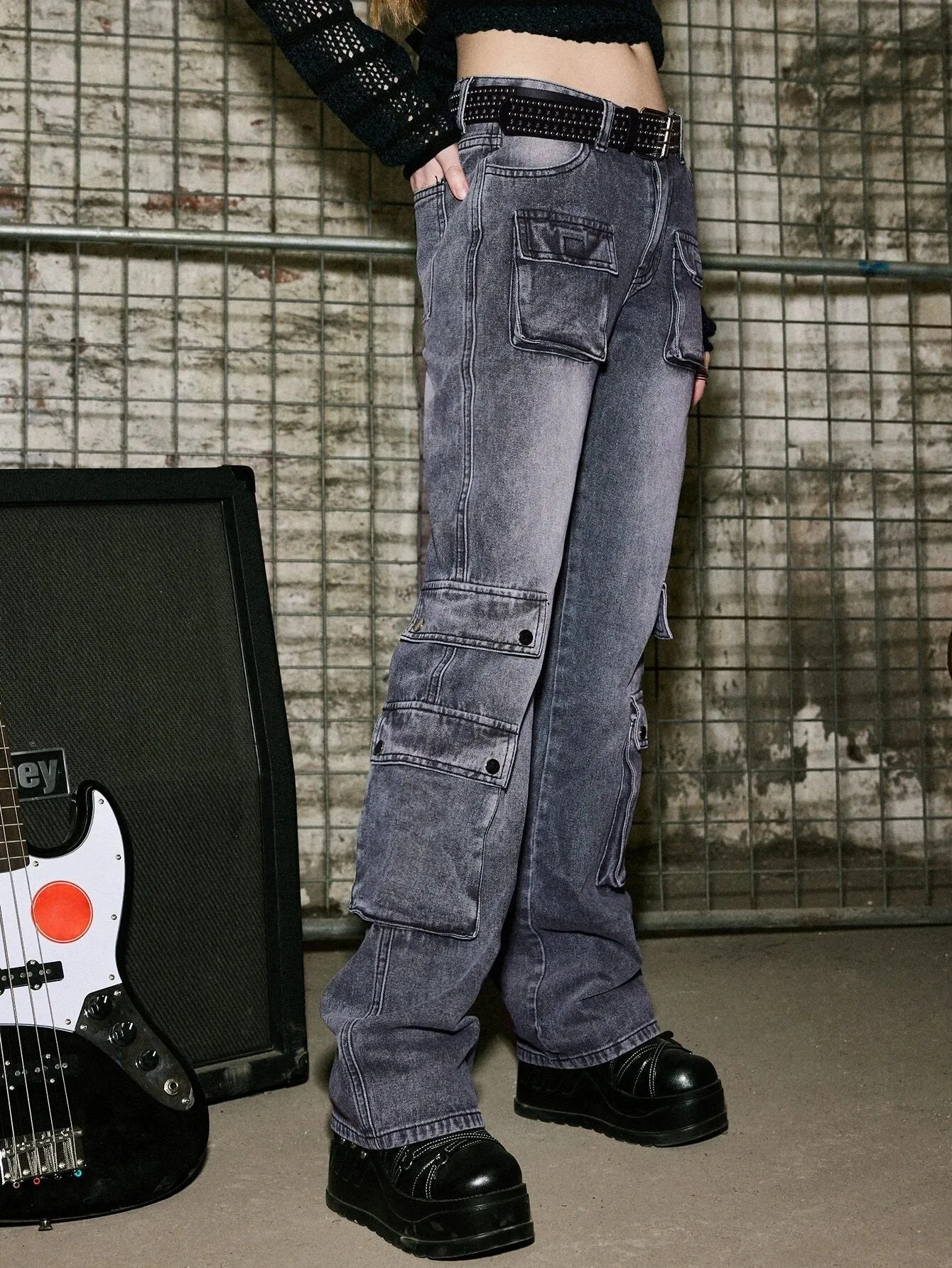 Punk Flap Pocket Shade Cargo Jeans