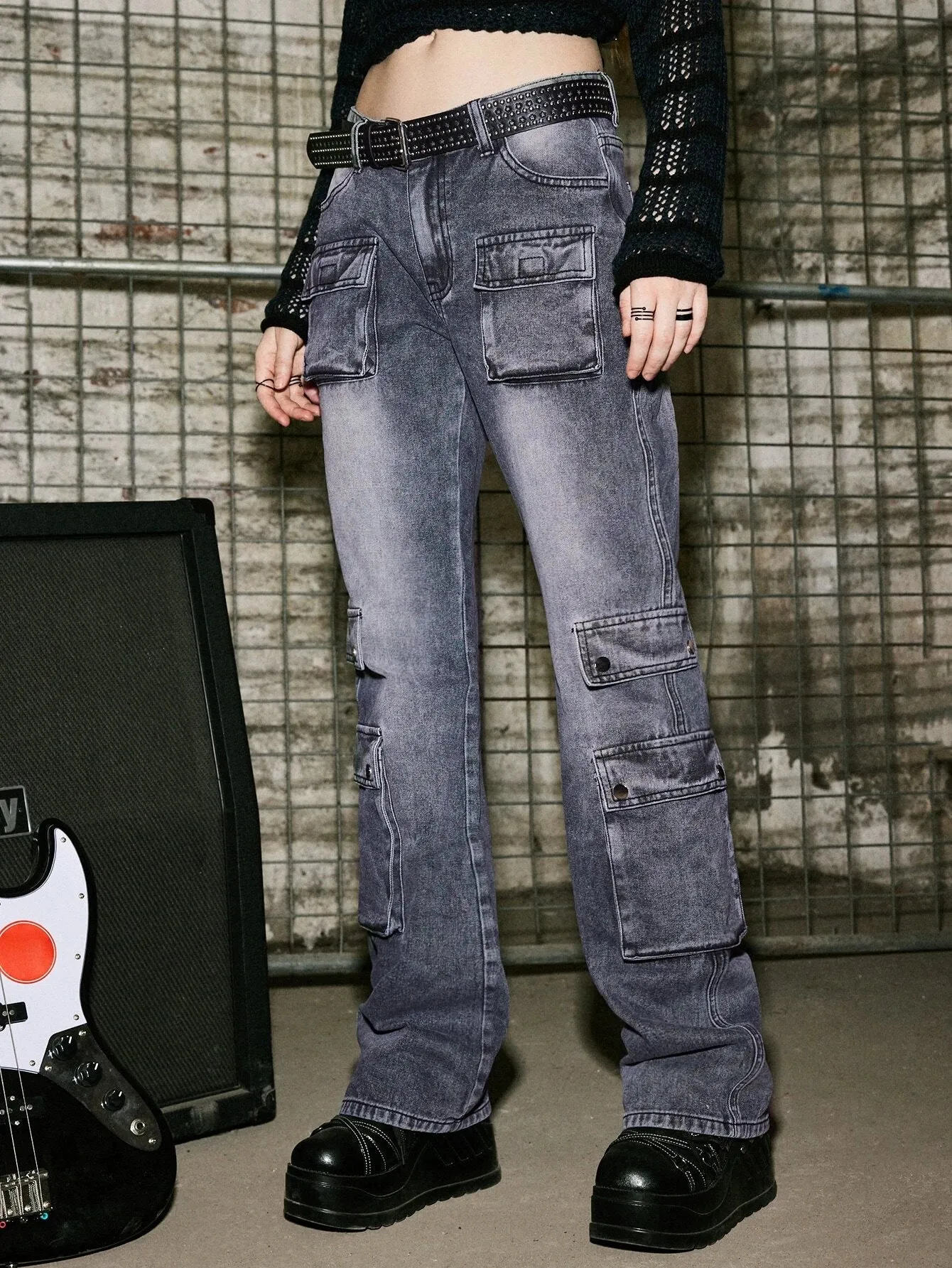 Punk Flap Pocket Shade Cargo Jeans