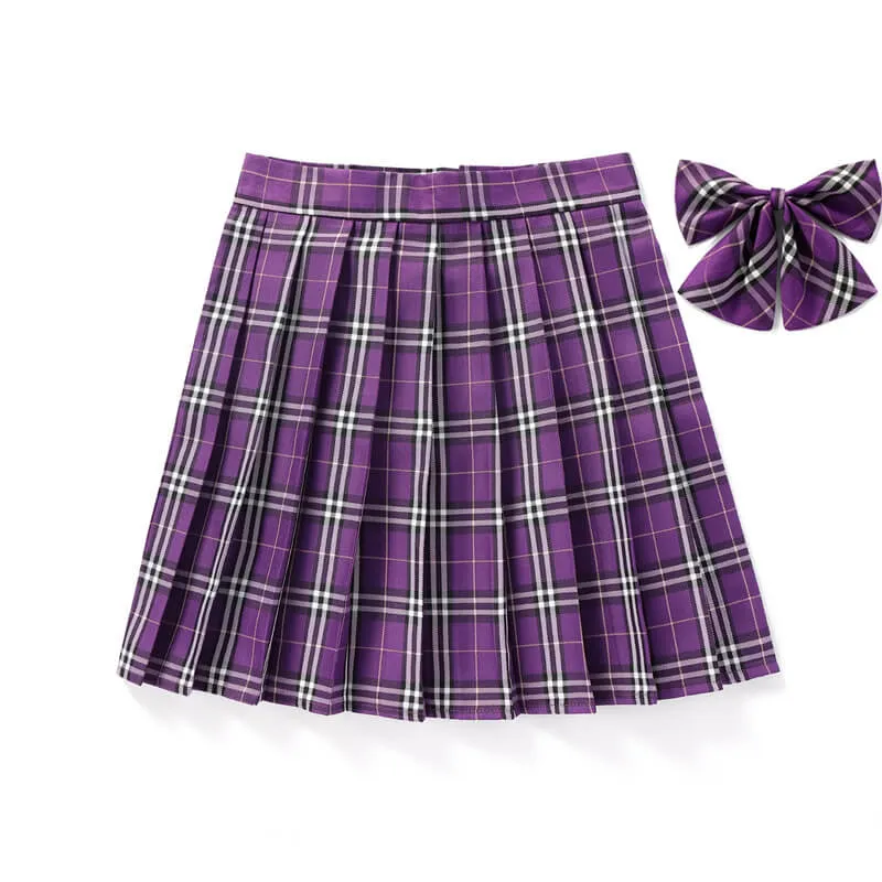 [Purple] JK vintage plaid seifuku uniform skirt