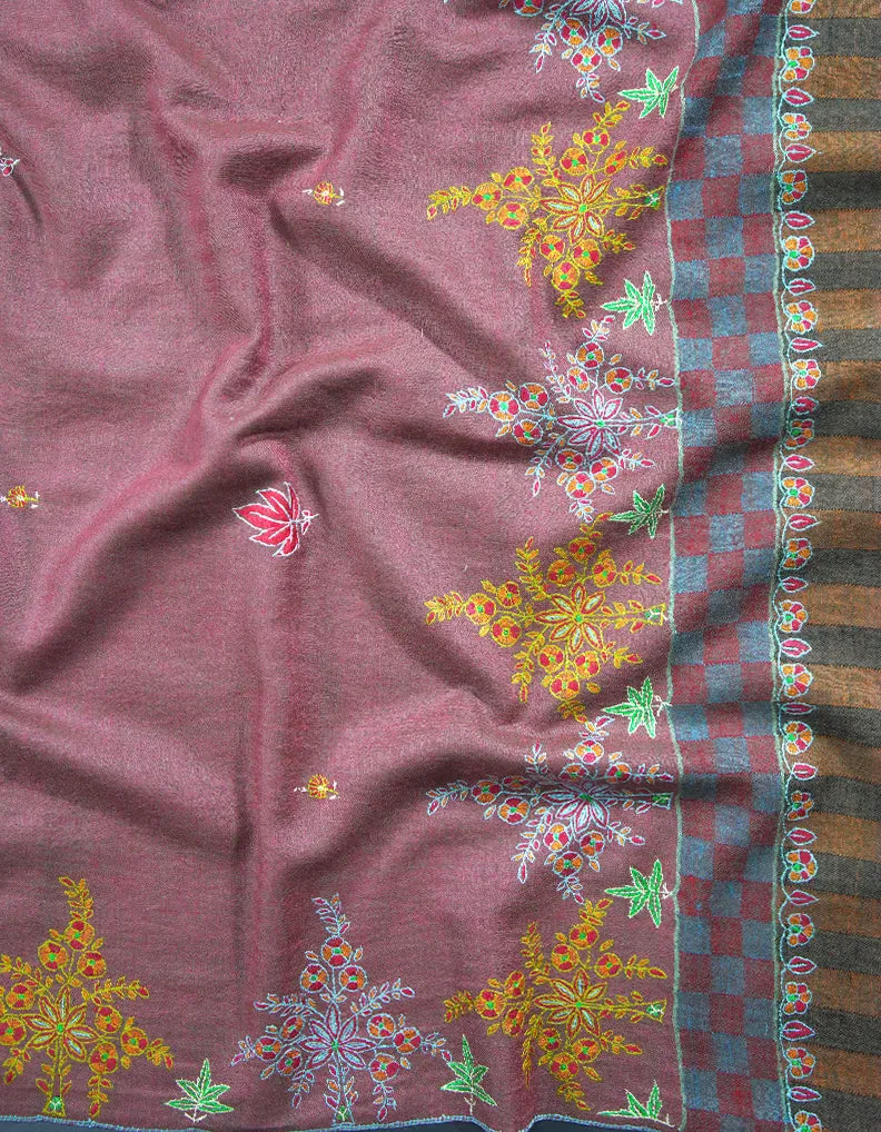 raspberry embroidery pashmina shawl 8730