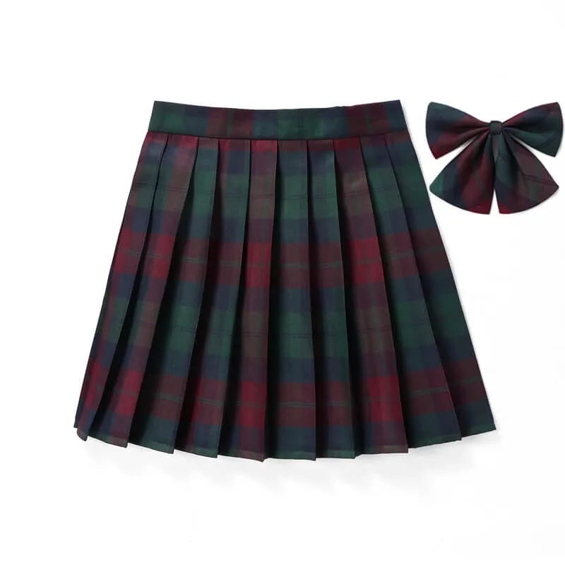 [Red Green] JK vintage plaid uniform skirt