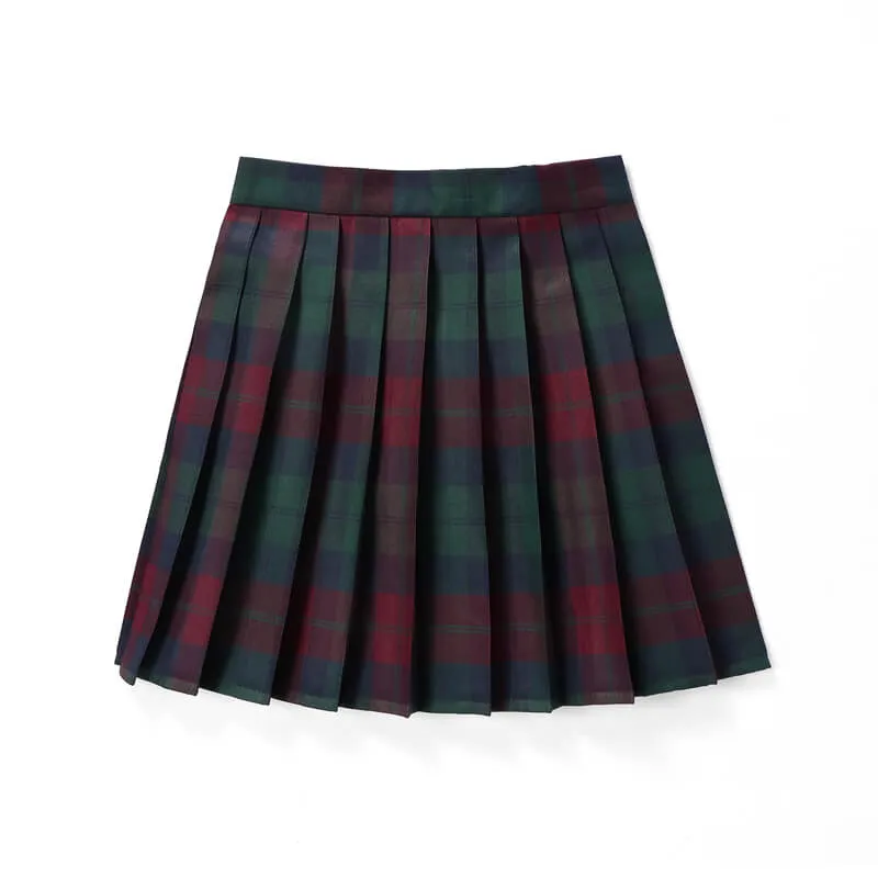 [Red Green] JK vintage plaid uniform skirt