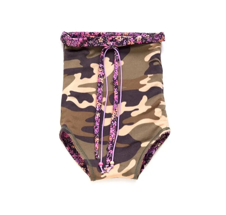 Reversible camo/floral suit