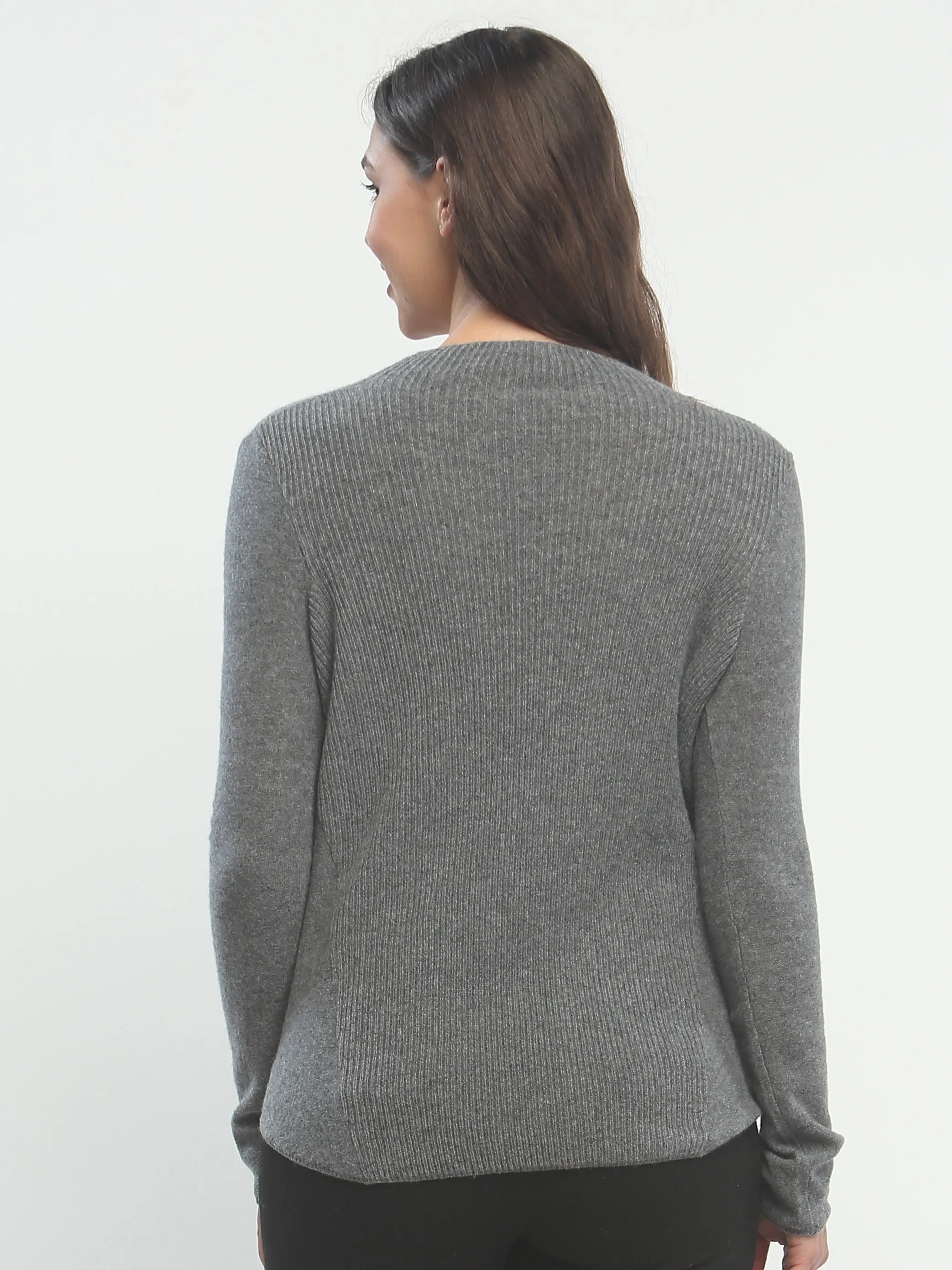 Ribbed Cowl Neck Pullover