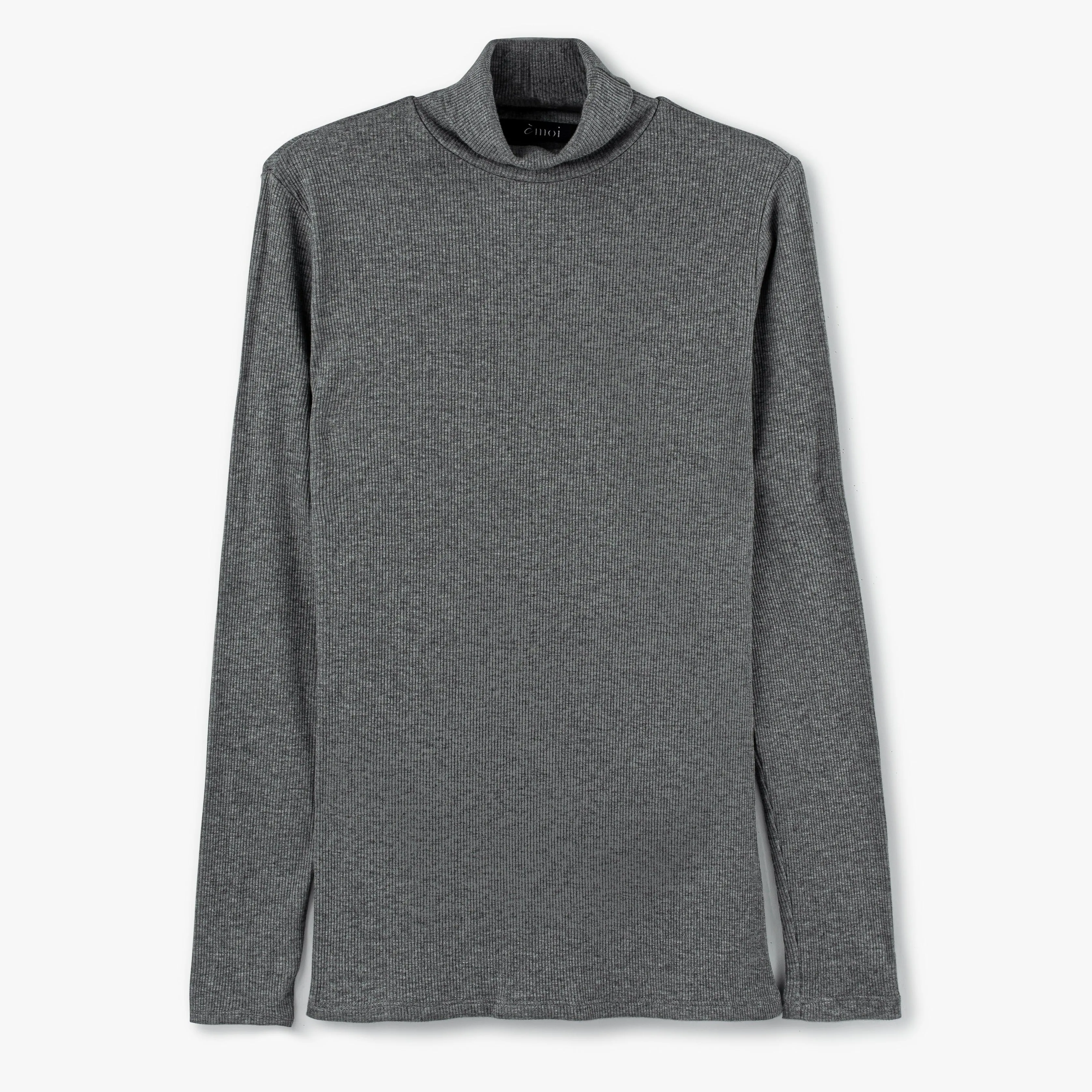 Ribbed Turtleneck | Charcoal