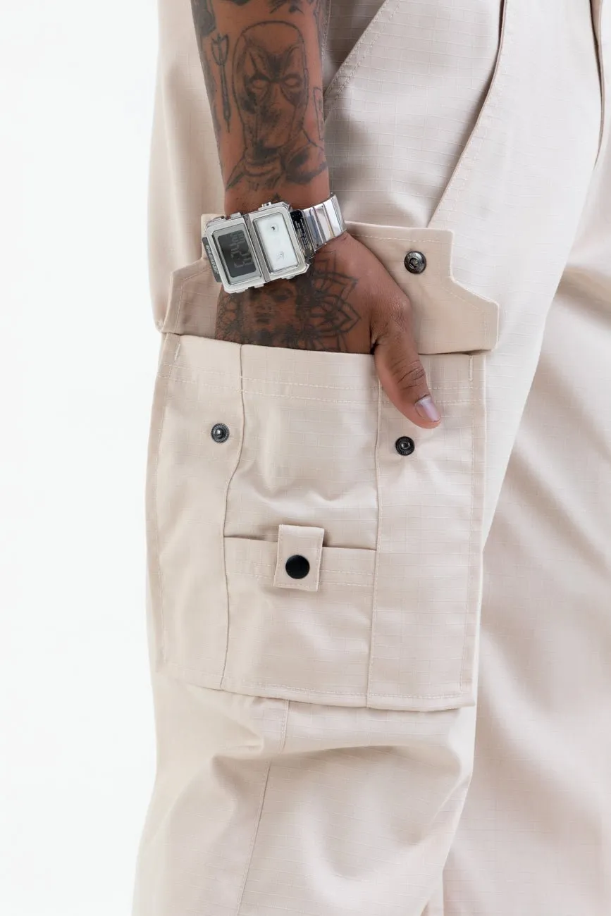 Ripstop Wide Leg Cargo Pants // Beige