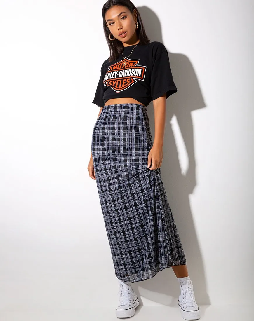 Sayang Maxi Skirt in Inkblot Check Black and White