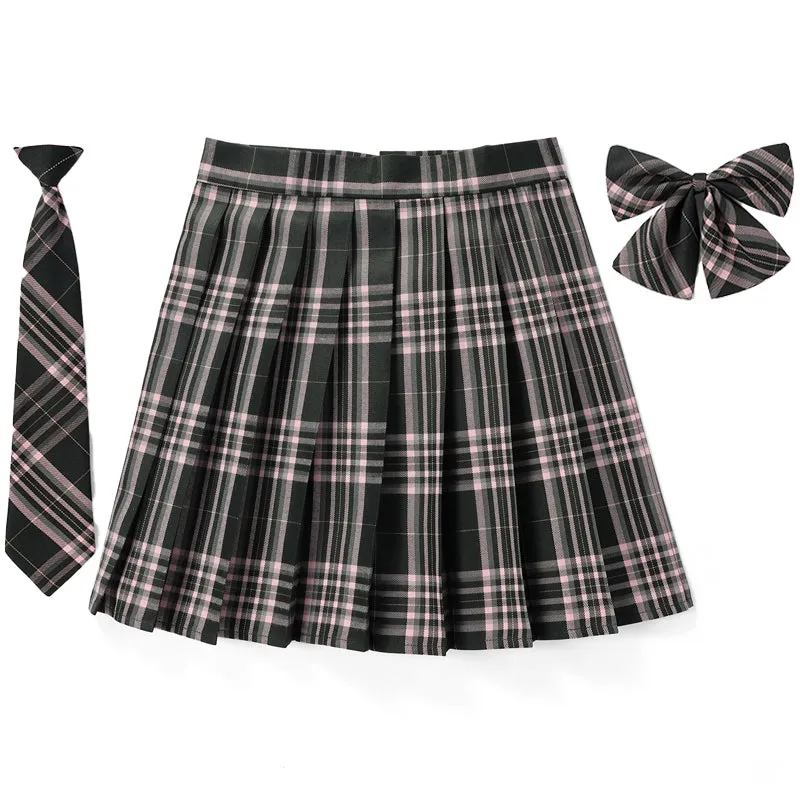 [School Pink] JK vintage plaid uniform skirt