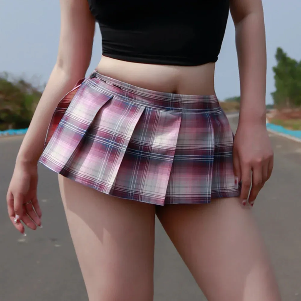 Sexy Pleated Women Plaid Skirts High Waist Preppy A Line Mini Skirt for Y2K Style Girls