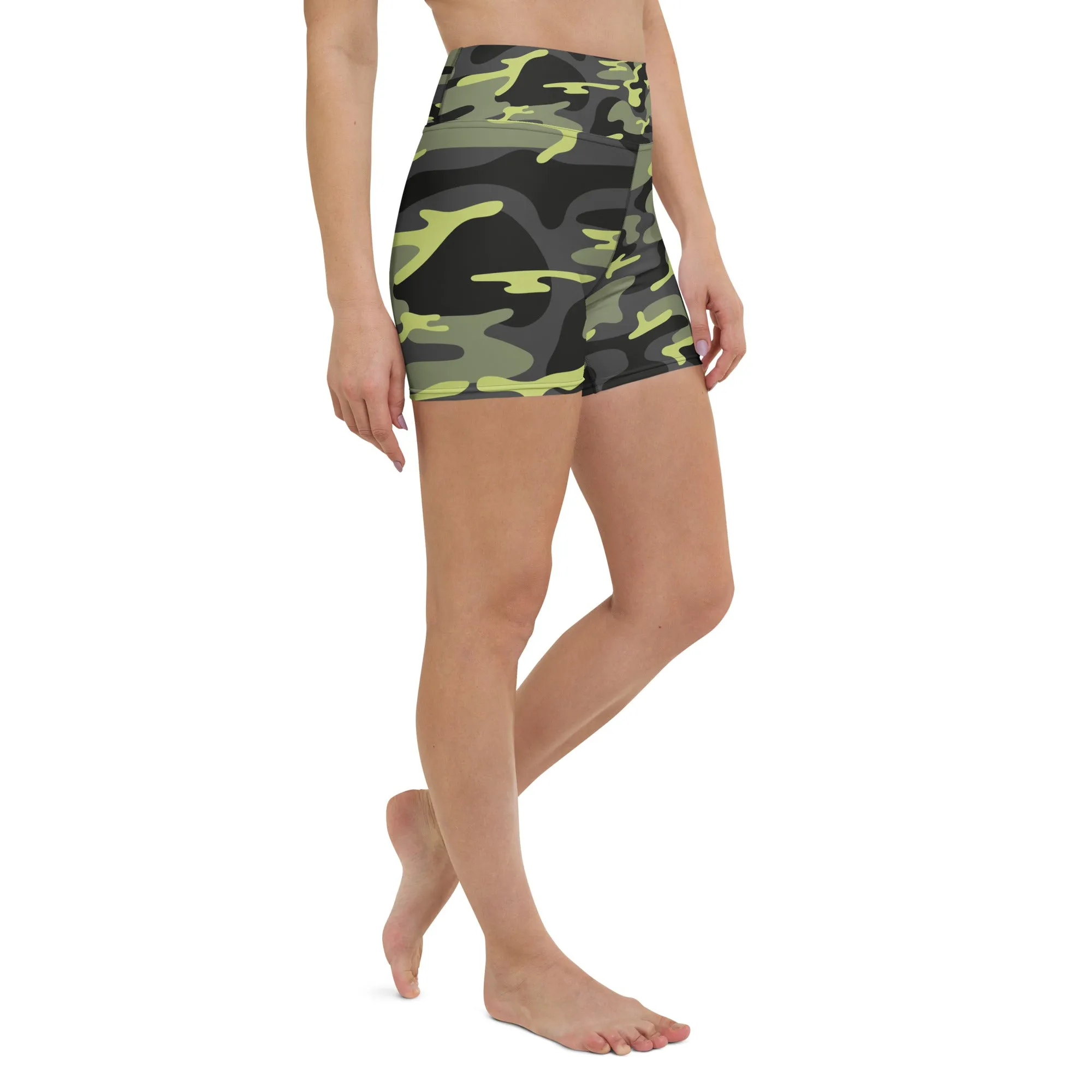 Short de Yoga "Camouflage vert foncé, vert clair"