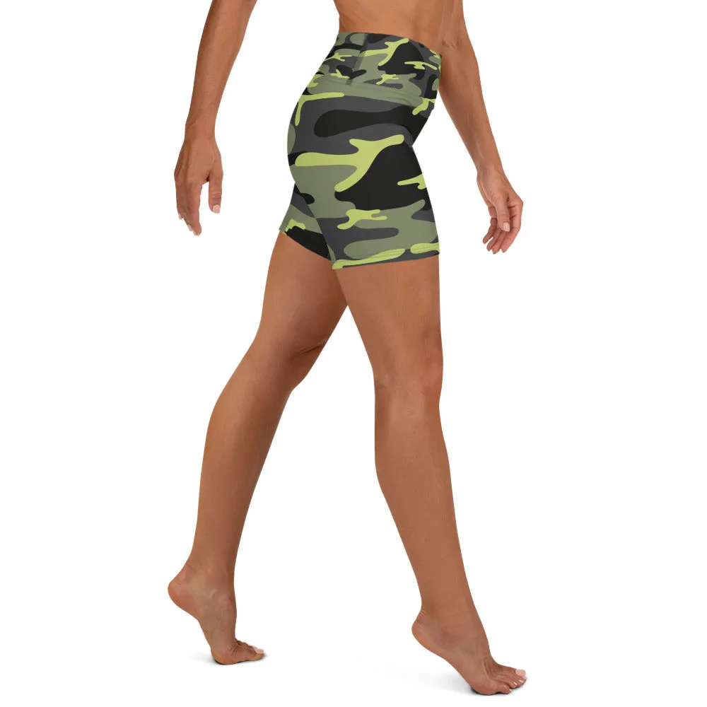 Short de Yoga "Camouflage vert foncé, vert clair"