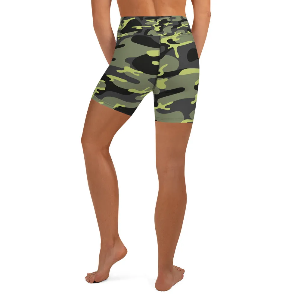 Short de Yoga "Camouflage vert foncé, vert clair"