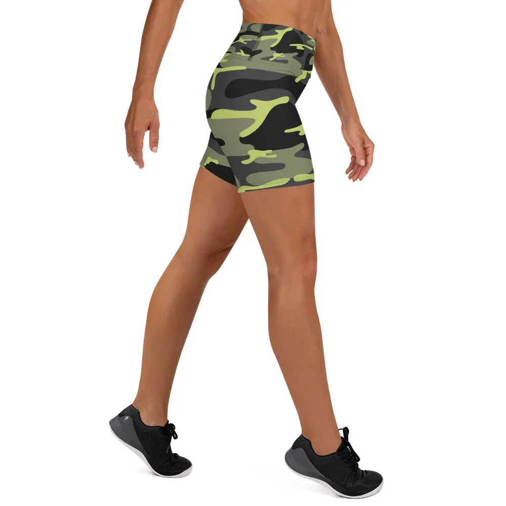 Short de Yoga "Camouflage vert foncé, vert clair"