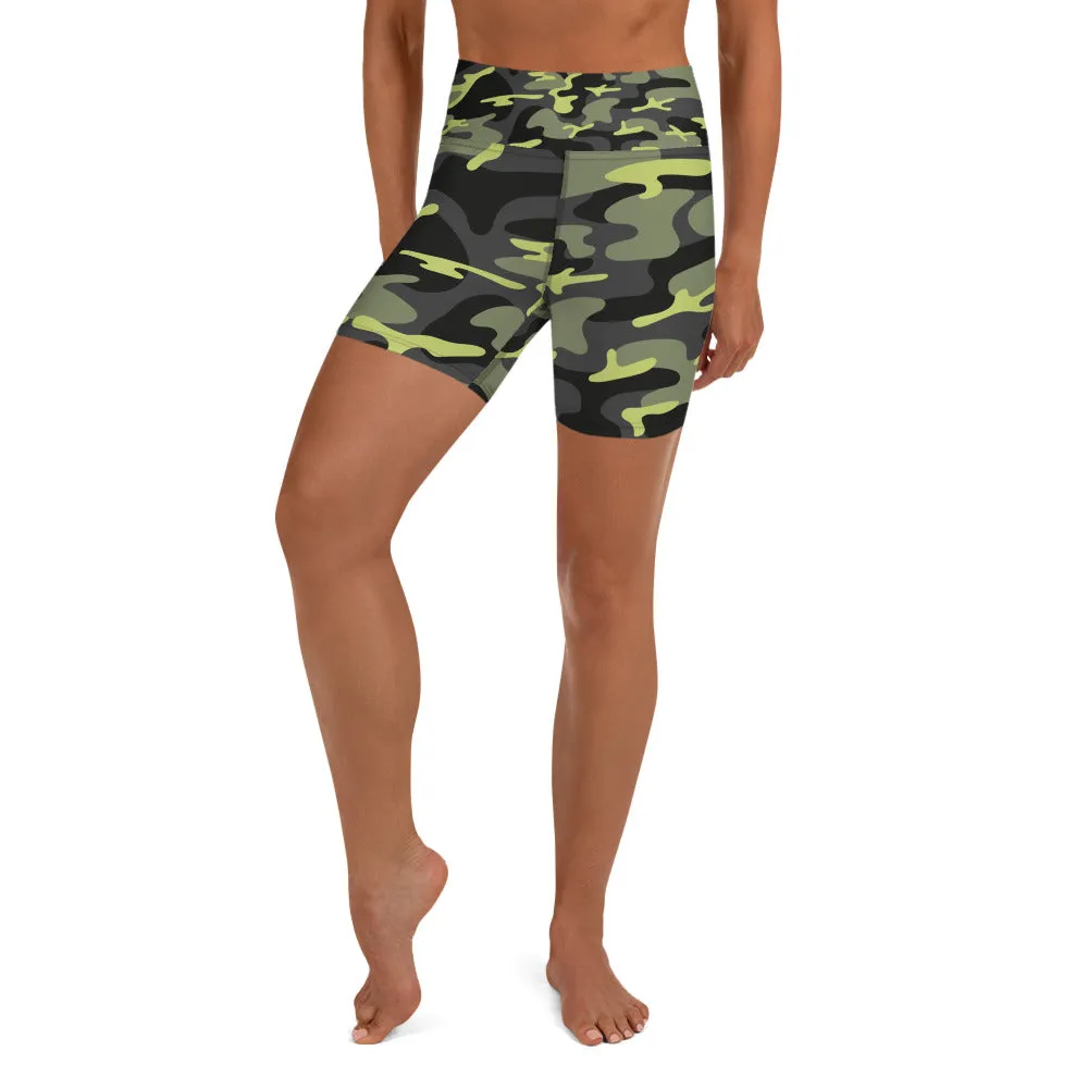 Short de Yoga "Camouflage vert foncé, vert clair"