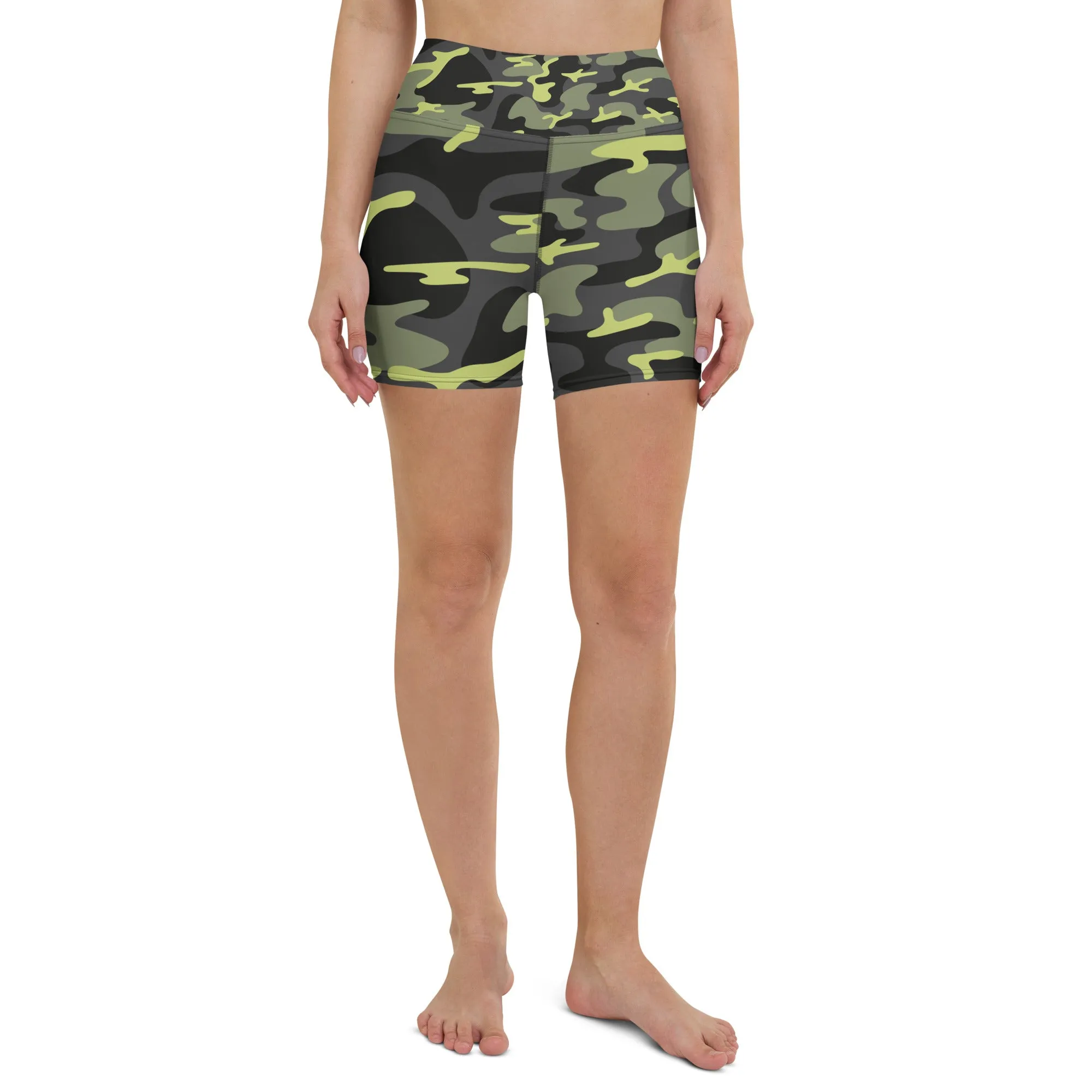 Short de Yoga "Camouflage vert foncé, vert clair"