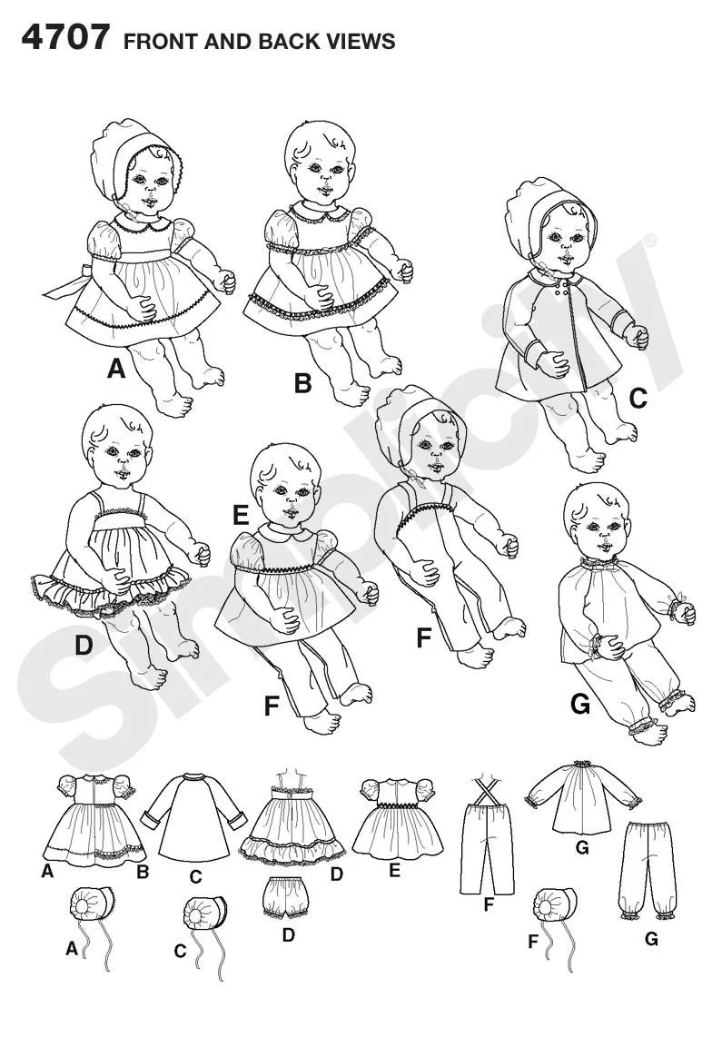 Simplicity 4707 baby Dolls clothes pattern