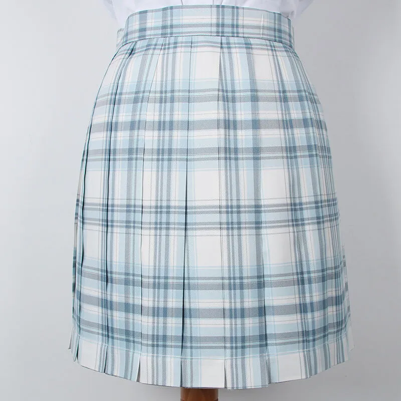 [Skirt / Bow] JK Glacier-Blue plaid uniform skirt