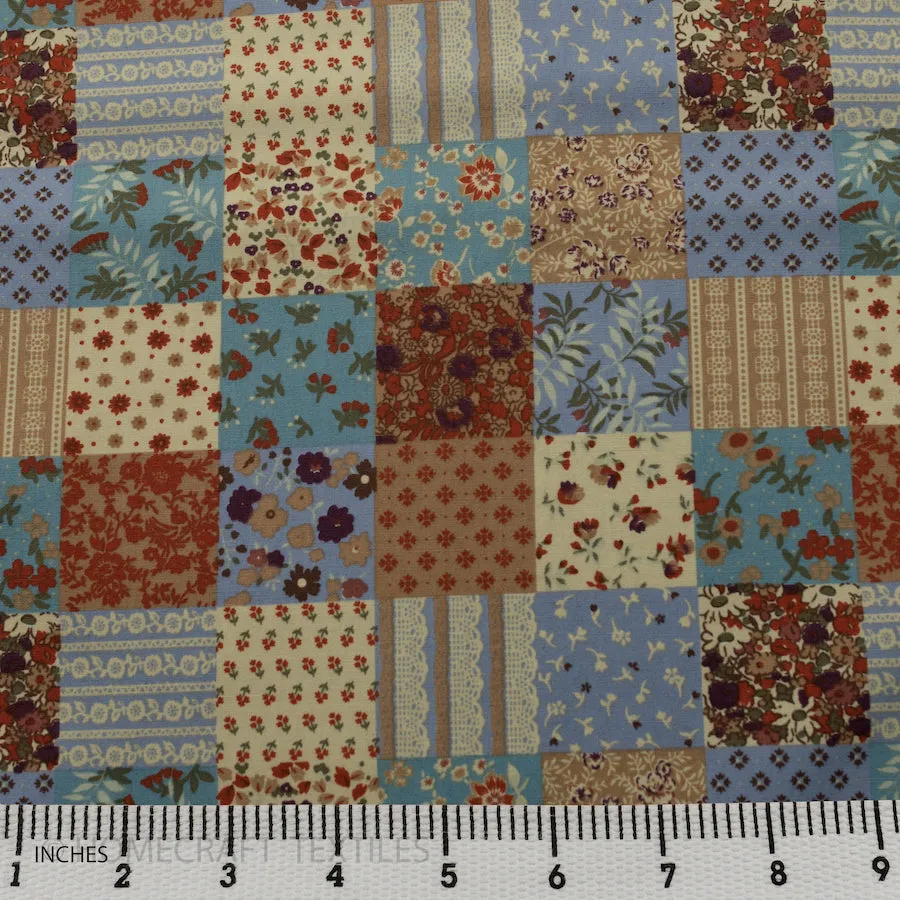 Sky Floral Patchwork Cotton Print